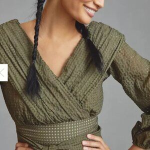 Maeve Anthropologie wrap top in olive/army green NWOT size 4